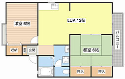 フォレストパーク 2階2LDKの間取り