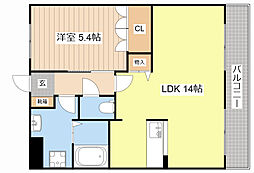 クオリティパレス 2階1LDKの間取り