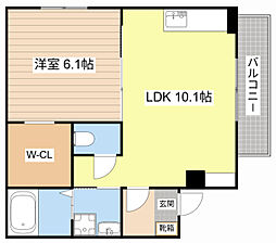 RFマンション大戌亥 3階1LDKの間取り