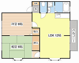 ドゥラシャンスII・III 2階2LDKの間取り