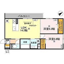 D-ROOM守山3丁目 301 3階2LDKの間取り