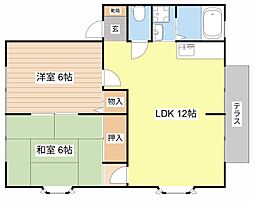 ドゥラシャンスII・III 1階2LDKの間取り