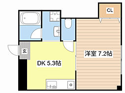 ヴィラ・十里 1階1DKの間取り