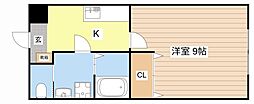 ローズ 1階1Kの間取り