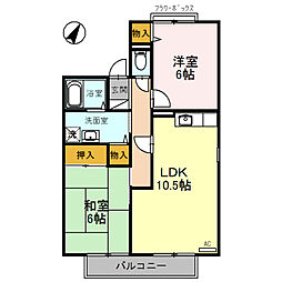 セリティ− 2階2LDKの間取り