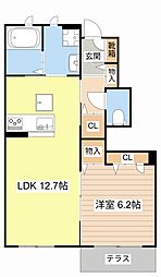 アンビエラ 1階1LDKの間取り