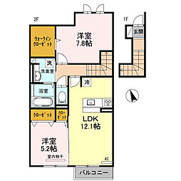 エルカーサ 2階2LDKの間取り