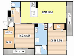 新清館III 303 3階2LDKの間取り