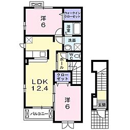 ジェルメ　フルール 2階2LDKの間取り