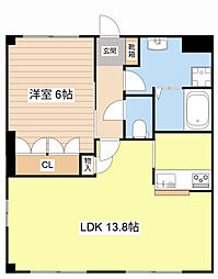 メゾン　トレント 2階1LDKの間取り