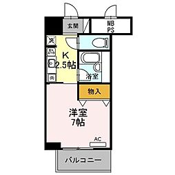 サンタウン竹鼻　A 3階1Kの間取り