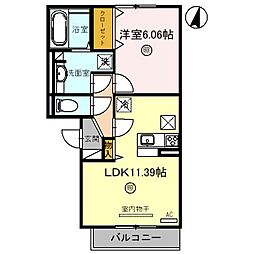 ベルコート川崎 1階1LDKの間取り