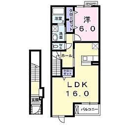 エル・ハート 1LDKの間取図画像