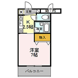 サンタウン竹鼻B棟 1Kの間取図画像