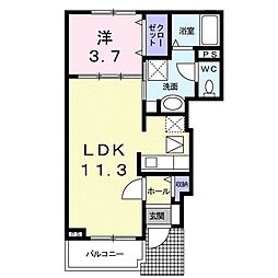 グレイスリバー 1LDKの間取図画像