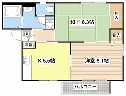 エポワール11 2Kの間取図画像