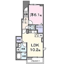 ウィズ・テール南彦根1号館 1LDKの間取図画像