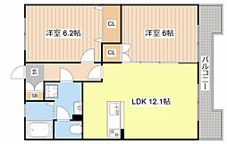 カルフール1 2LDKの間取図画像