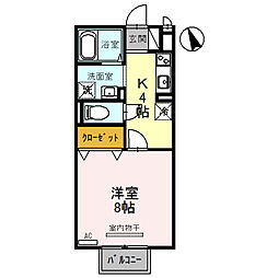 サンローズA 1Kの間取図画像
