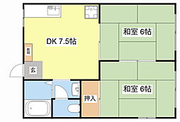 岩嶋ハイツ 2DKの間取図画像