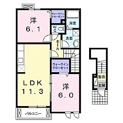アルモニー1 2LDKの間取図画像