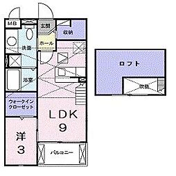 サンルーラルB 1DKの間取図画像