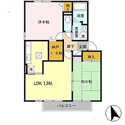 モンテカンパーニヤA 2LDKの間取図画像