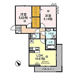 MaisonClair 2LDKの間取図画像