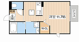 サーティーンイレブン ワンルームの間取図画像