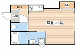 Queen staden AI ワンルームの間取図画像