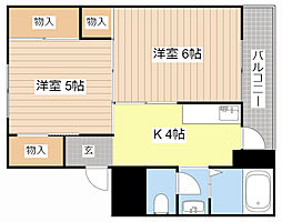 ヴィラナリー南小足II 4階2Kの間取り