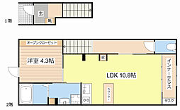 近江鉄道八日市線 太郎坊宮前駅 徒歩3分の賃貸アパート 2階1LDKの間取り