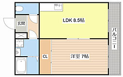 JR湖西線 比叡山坂本駅 徒歩12分の賃貸マンション 2階1LDKの間取り