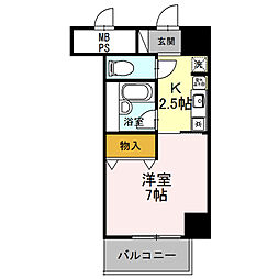 JR東海道・山陽本線 南彦根駅 徒歩12分の賃貸マンション 3階1Kの間取り