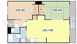 JR東海道・山陽本線 彦根駅 徒歩25分の賃貸マンション 3階2LDKの間取り