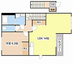 近江鉄道八日市線 八日市駅 3.1kmの賃貸アパート 2階1LDKの間取り