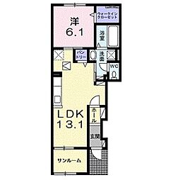 近江鉄道近江本線 五箇荘駅 徒歩13分の賃貸アパート 1階1LDKの間取り