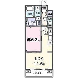 JR湖西線 堅田駅 4.9kmの賃貸アパート 1階1LDKの間取り