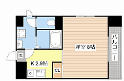 近江鉄道近江本線 八日市駅 徒歩3分の賃貸マンション 2階1Kの間取り