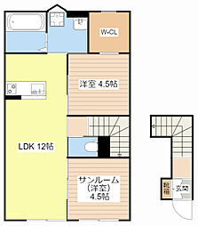 JR東海道・山陽本線 南彦根駅 徒歩29分の賃貸アパート 2階2LDKの間取り