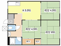 JR東海道・山陽本線 彦根駅 徒歩29分の賃貸アパート 1階3Kの間取り