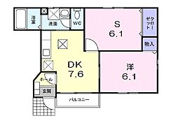 JR北陸本線 長浜駅 徒歩34分の賃貸アパート 1階1SDKの間取り