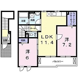 JR北陸本線 長浜駅 徒歩38分の賃貸アパート 2階2LDKの間取り