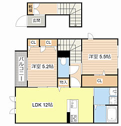 JR東海道・山陽本線 南彦根駅 徒歩20分の賃貸アパート 2階2LDKの間取り
