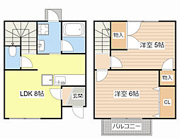 JR東海道・山陽本線 南彦根駅 徒歩13分の賃貸テラスハウス 1階2DKの間取り