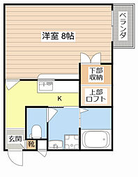 近江鉄道近江本線 水口駅 徒歩33分の賃貸アパート 2階1Kの間取り