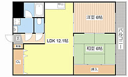 JR東海道・山陽本線 近江八幡駅 徒歩12分の賃貸マンション 2階2LDKの間取り