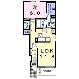 JR東海道・山陽本線 河瀬駅 徒歩7分の賃貸アパート 1階1LDKの間取り