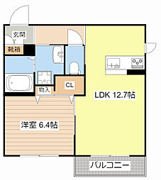近江鉄道近江本線 彦根駅 徒歩13分の賃貸マンション 2階1LDKの間取り