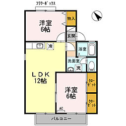 JR東海道・山陽本線 南彦根駅 徒歩13分の賃貸アパート 2階2LDKの間取り